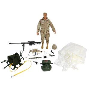 G.I.JOE action figure 11" doll with parachute, backpacks & weapons HASBRO 1996